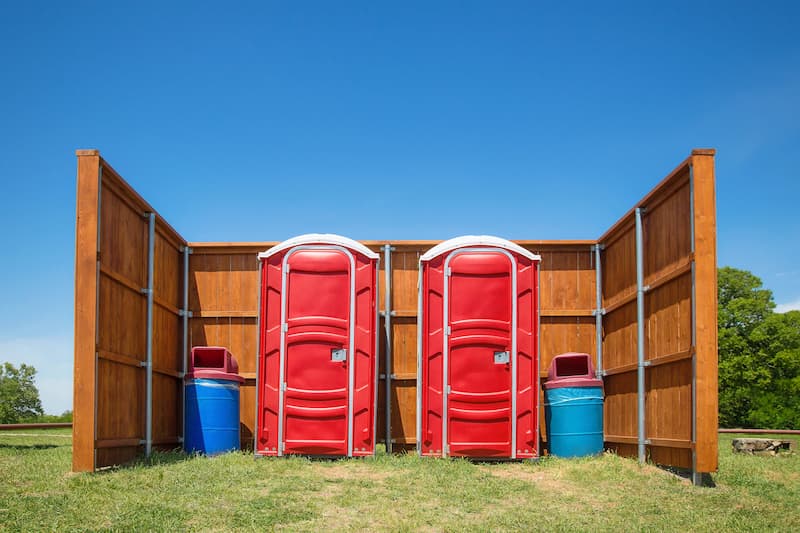 Short-term porta potty units staged for delivery in Kennewick, Washington